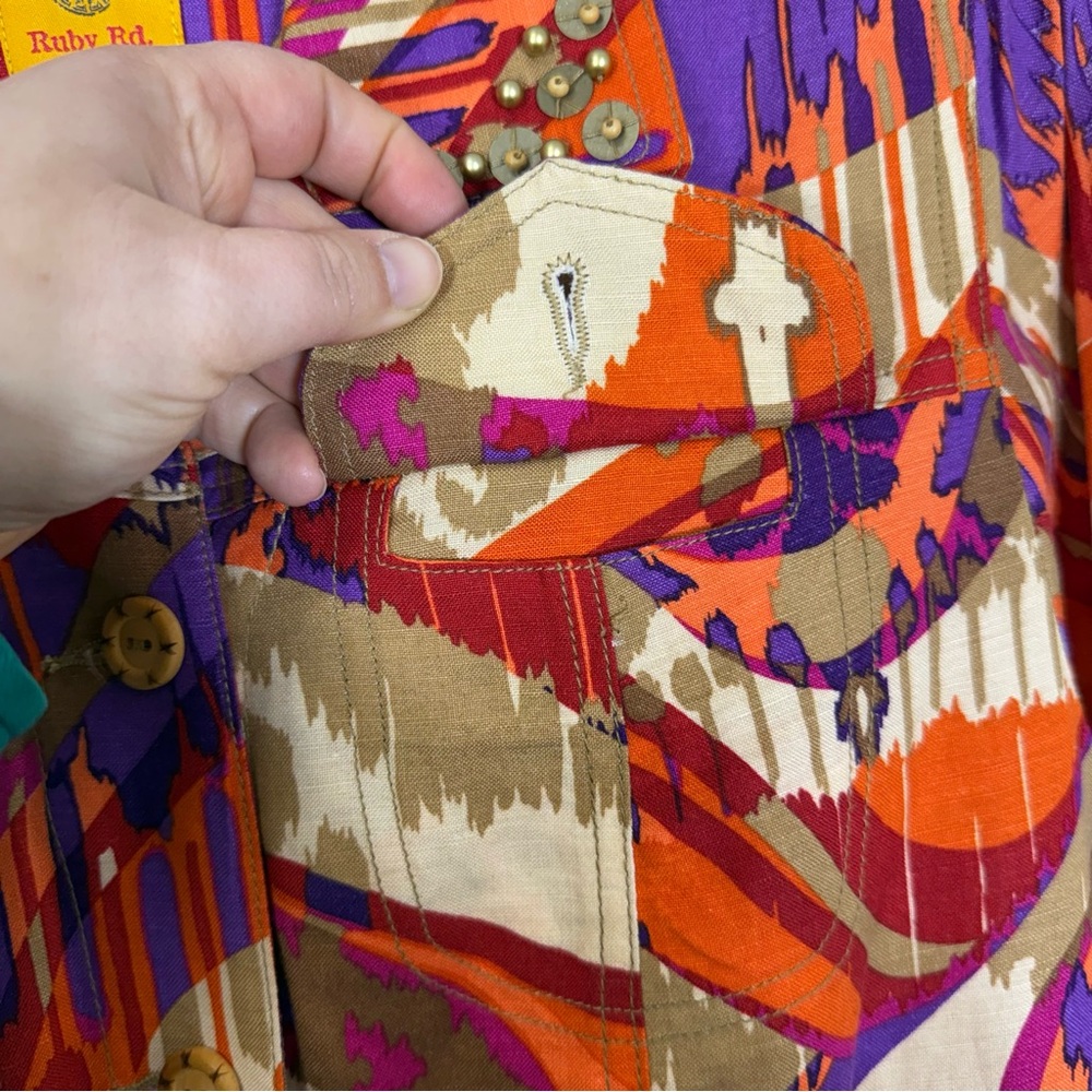Ruby Rd. Vibrant Multicolor Blazer, Beaded Collar… - image 3
